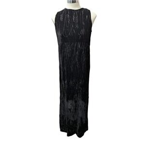 Citron Santa Monica Collection Black Velvet Burnout Maxi‎ Dress Size XS